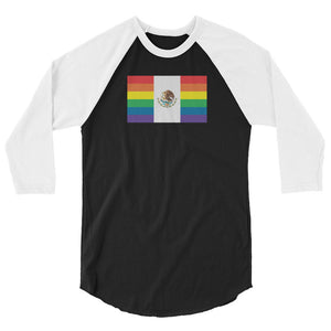 Mexico LGBT Pride Flag 3/4 sleeve raglan shirt