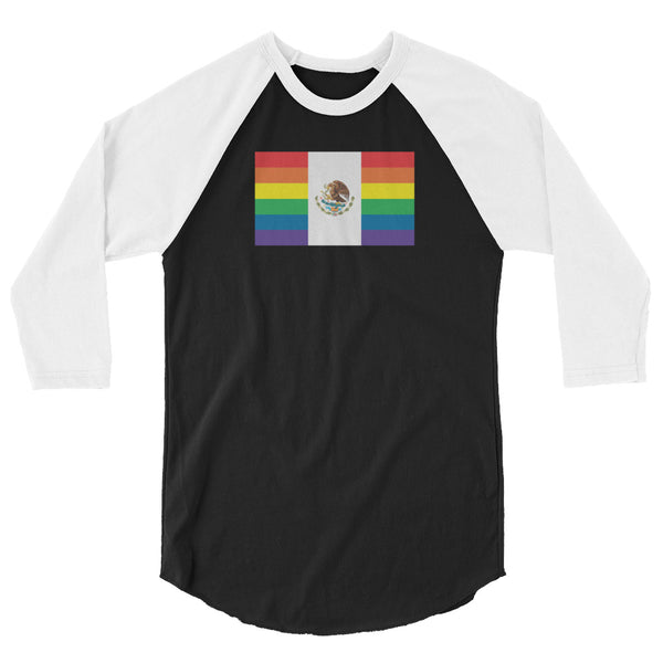 Mexico LGBT Pride Flag 3/4 sleeve raglan shirt