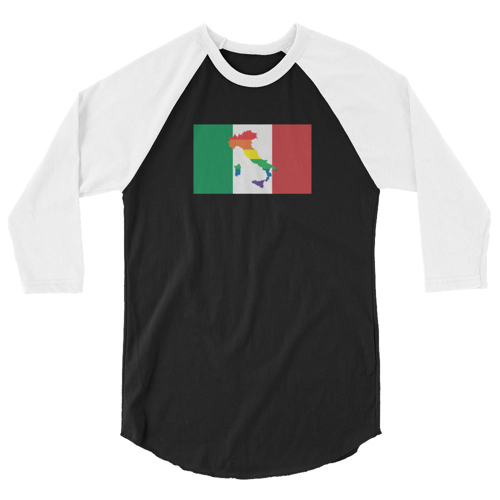 Italy LGBT Pride Flag 3/4 sleeve raglan shirt