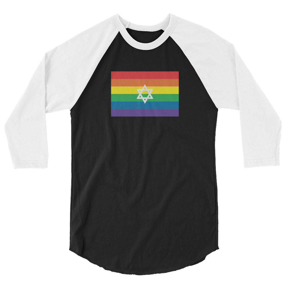 Israel LGBT  Pride Flag 3/4 sleeve raglan shirt