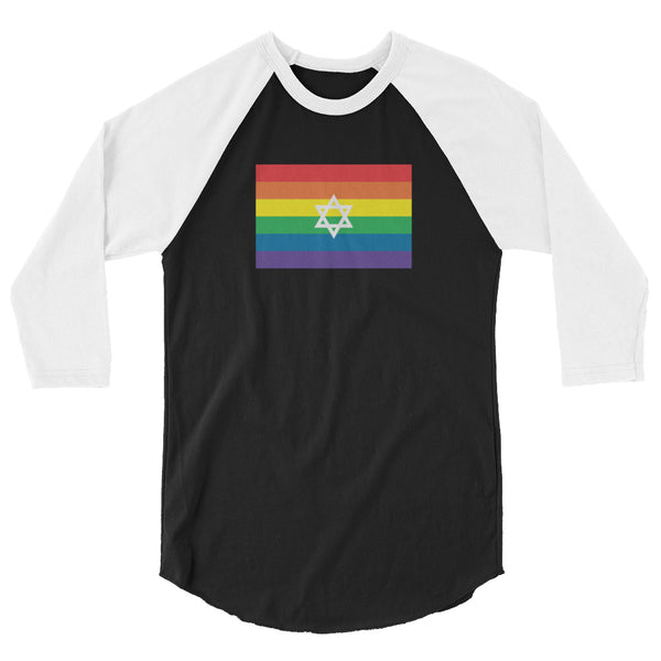 Israel LGBT  Pride Flag 3/4 sleeve raglan shirt