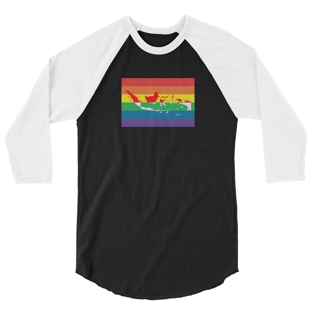 Indonesia LGBT Pride Flag 3/4 sleeve raglan shirt