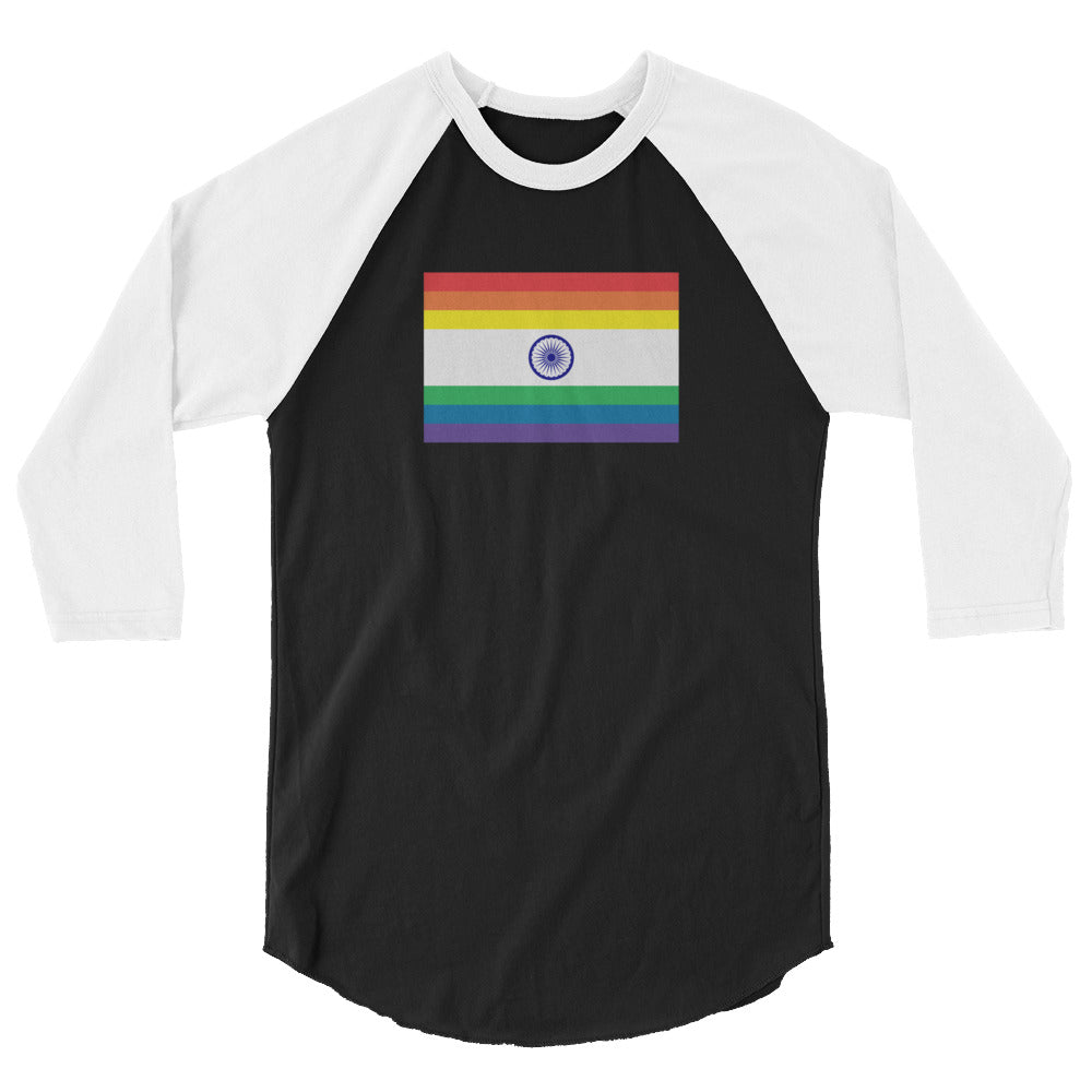 India LGBT Pride Flag 3/4 sleeve raglan shirt