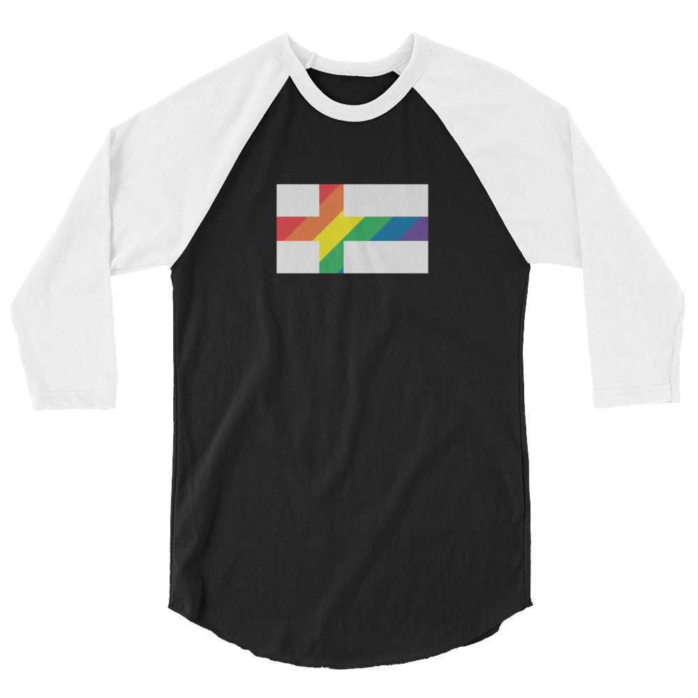 Finland LGBT Pride Flag 3/4 sleeve raglan shirt