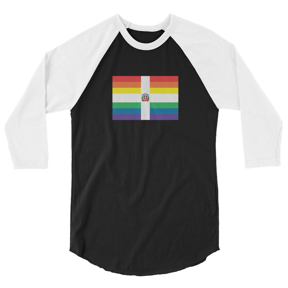 Dominican Republic LGBT Pride Flag 3/4 Sleeve Raglan Shirt