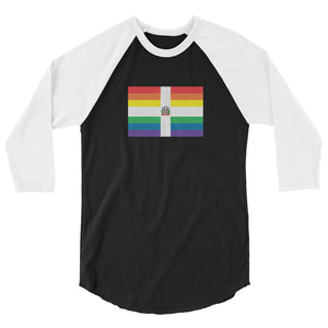 Dominican Republic LGBT Pride Flag 3/4 Sleeve Raglan Shirt