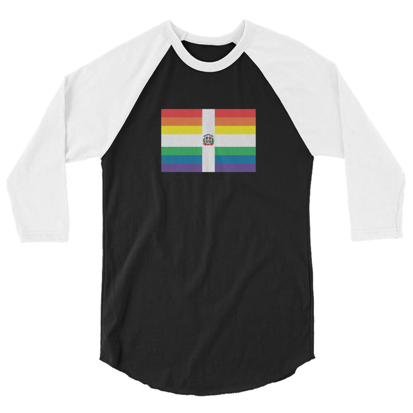 Dominican Republic LGBT Pride Flag 3/4 Sleeve Raglan Shirt