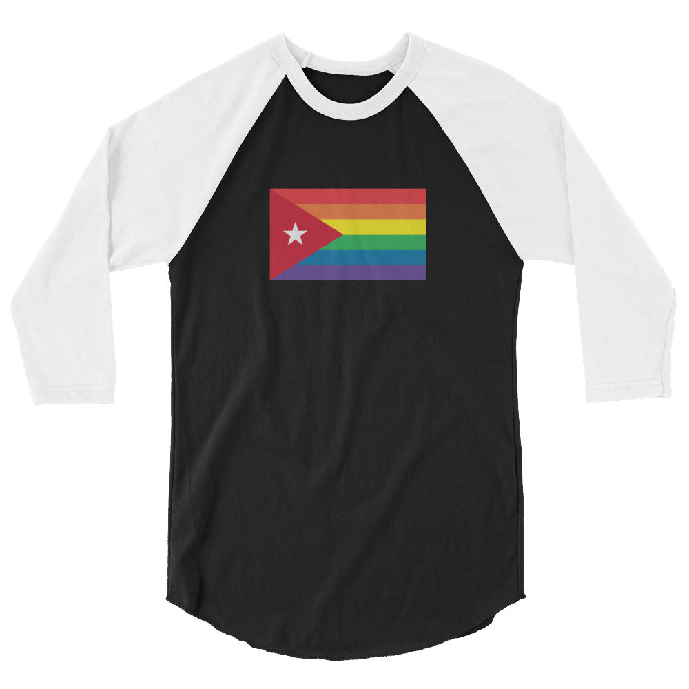 Cuba LGBT Pride Flag 3/4 sleeve raglan shirt