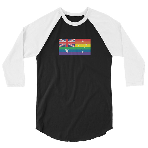 Australia LGBT Pride Flag 3/4 sleeve raglan shirt