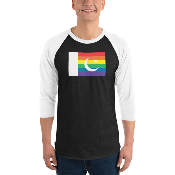 Pakistan LGBT Pride Flag 3/4 sleeve raglan shirt