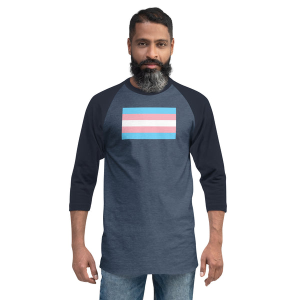 Trans Flag 3/4 sleeve raglan shirt