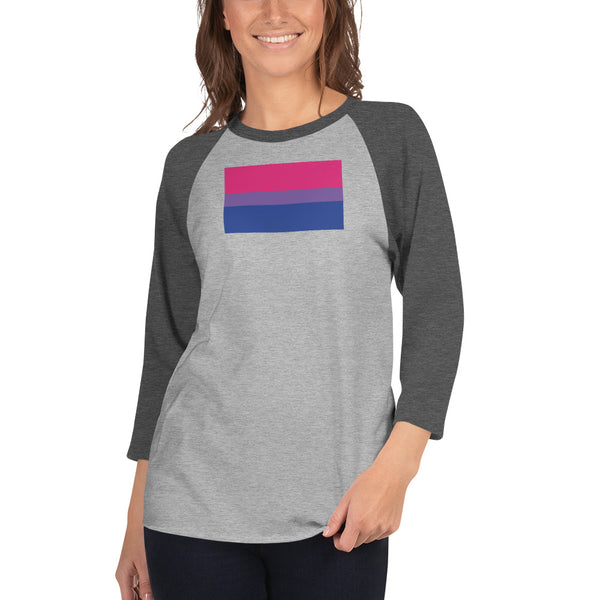 Bisexual Pride Flag 3/4 sleeve raglan shirt