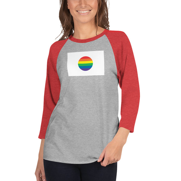 Japan LGBT Pride Flag 3/4 sleeve raglan shirt