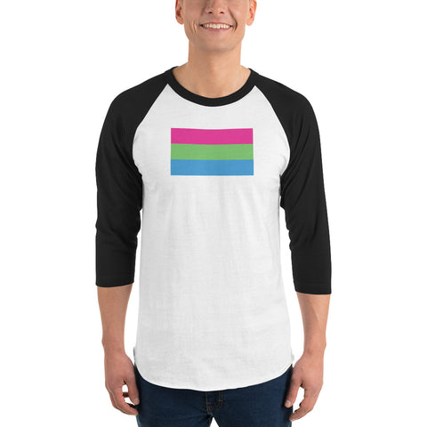 Polysexual Pride Flag 3/4 sleeve raglan shirt