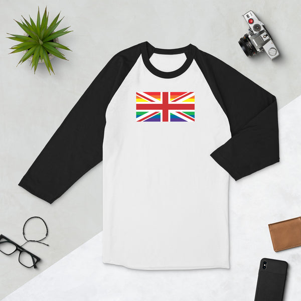 United Kingdom LGBT Pride Flag 3/4 sleeve raglan shirt