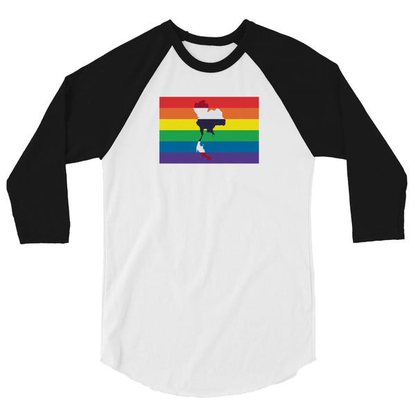 Thailand LGBT Pride Flag 3/4 sleeve raglan shirt