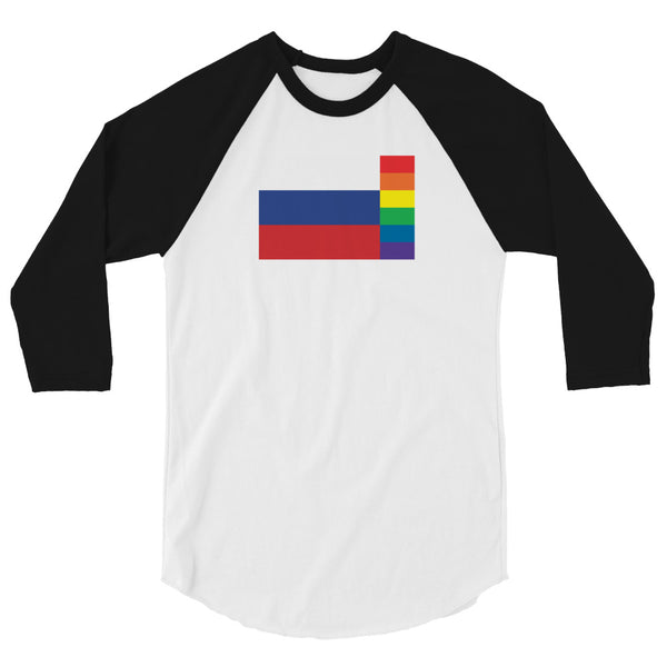 Russia LGBT Pride Flag 3/4 sleeve raglan shirt