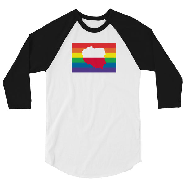 Poland LGBT Pride Flag 3/4 sleeve raglan shirt
