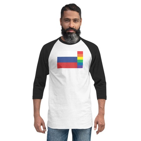 Russia LGBT Pride Flag 3/4 sleeve raglan shirt