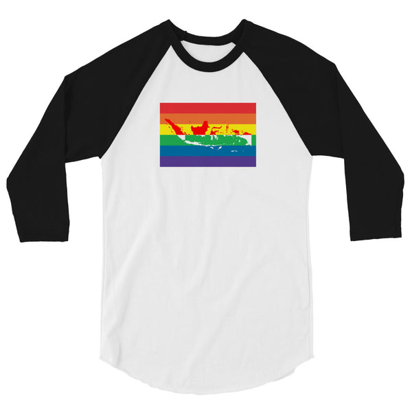Indonesia LGBT Pride Flag 3/4 sleeve raglan shirt