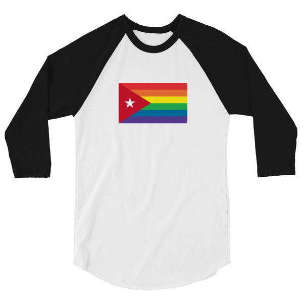 Cuba LGBT Pride Flag 3/4 sleeve raglan shirt