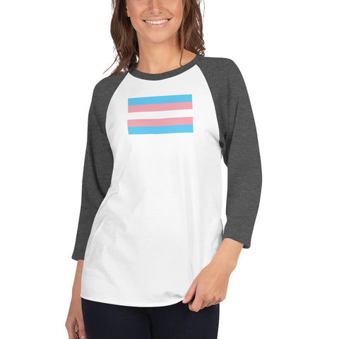 Trans Flag 3/4 sleeve raglan shirt