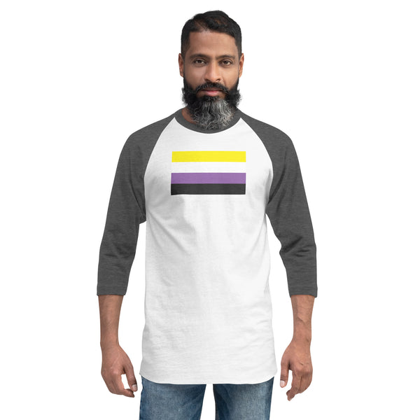 Non Binary Flag 3/4 sleeve raglan shirt