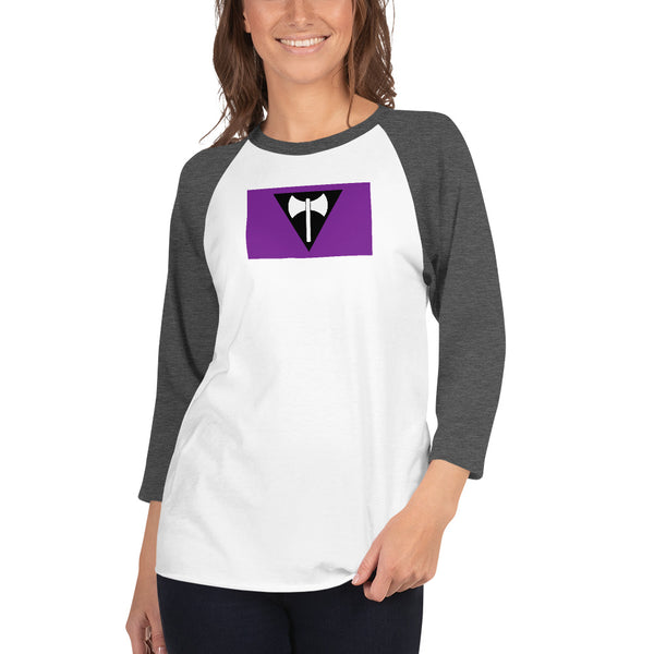 Lesbian Labrys Flag 3/4 sleeve raglan shirt