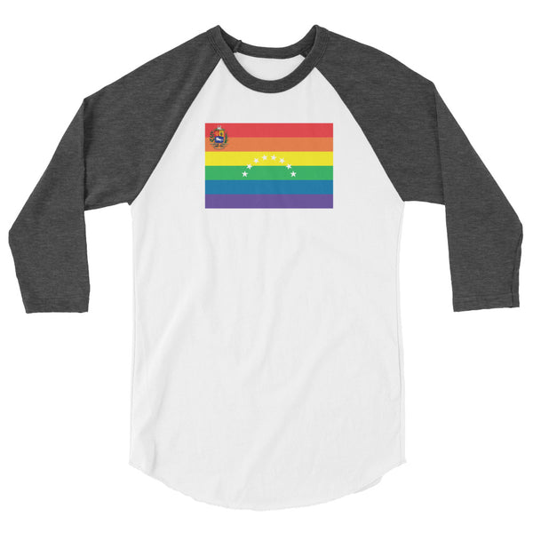 Venezuela LGBT Pride Flag 3/4 sleeve raglan shirt