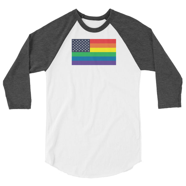 United States LGBT Pride Flag 3/4 sleeve raglan shirtS