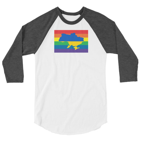 Ukraine LGBT Pride Flag 3/4 sleeve raglan shirt
