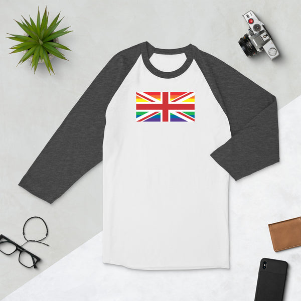 United Kingdom LGBT Pride Flag 3/4 sleeve raglan shirt
