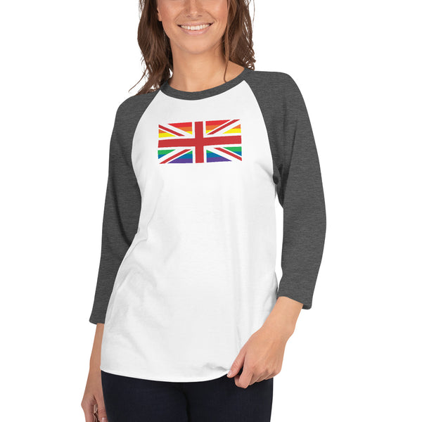 United Kingdom LGBT Pride Flag 3/4 sleeve raglan shirt
