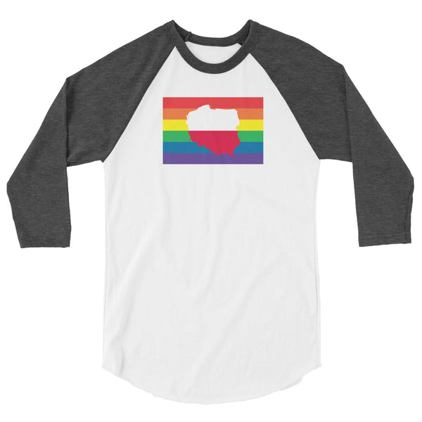 Poland LGBT Pride Flag 3/4 sleeve raglan shirt