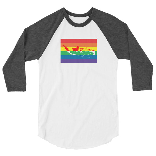 Indonesia LGBT Pride Flag 3/4 sleeve raglan shirt