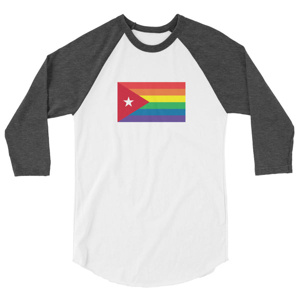 Cuba LGBT Pride Flag 3/4 sleeve raglan shirt