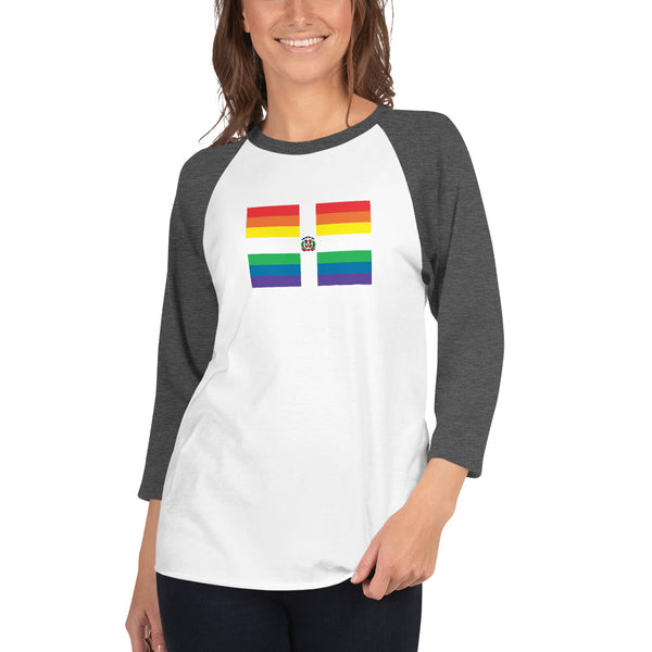 Dominican Republic LGBT Pride Flag 3/4 Sleeve Raglan Shirt