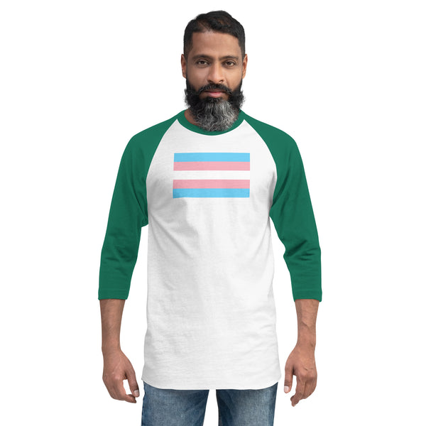 Trans Flag 3/4 sleeve raglan shirt