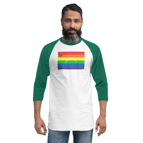 Venezuela LGBT Pride Flag 3/4 sleeve raglan shirt