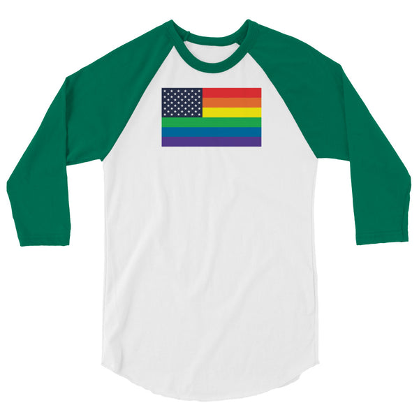 United States LGBT Pride Flag 3/4 sleeve raglan shirtS