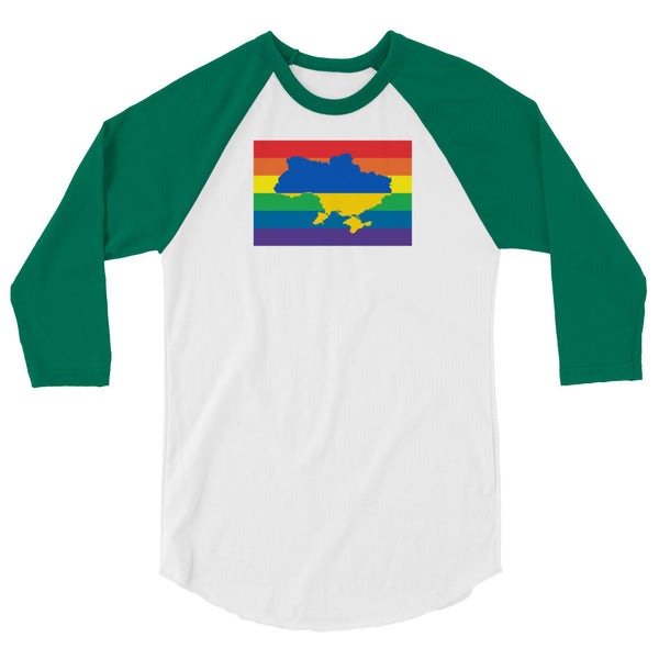 Ukraine LGBT Pride Flag 3/4 sleeve raglan shirt