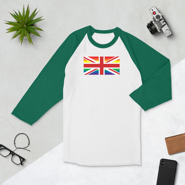 United Kingdom LGBT Pride Flag 3/4 sleeve raglan shirt