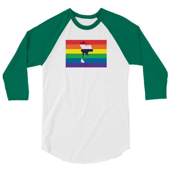 Thailand LGBT Pride Flag 3/4 sleeve raglan shirt