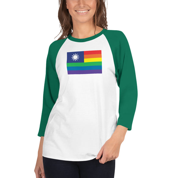 Taiwan LGBT Pride Flag 3/4 sleeve raglan shirt