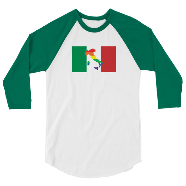 Italy LGBT Pride Flag 3/4 sleeve raglan shirt