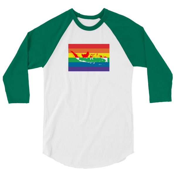 Indonesia LGBT Pride Flag 3/4 sleeve raglan shirt