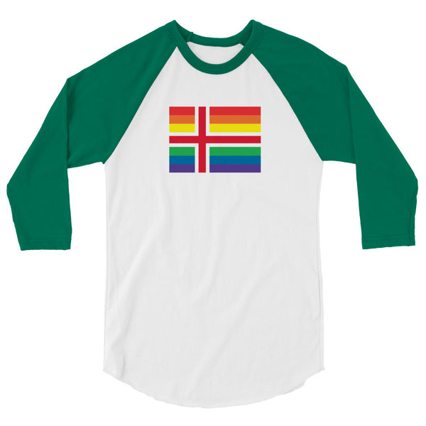 Iceland LGBT Pride Flag 3/4 sleeve raglan shirt