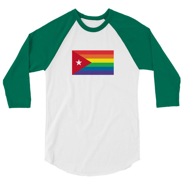 Cuba LGBT Pride Flag 3/4 sleeve raglan shirt