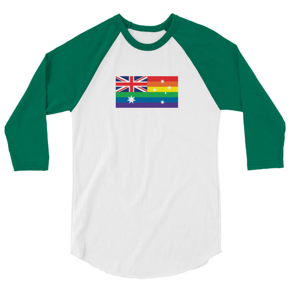 Australia LGBT Pride Flag 3/4 sleeve raglan shirt