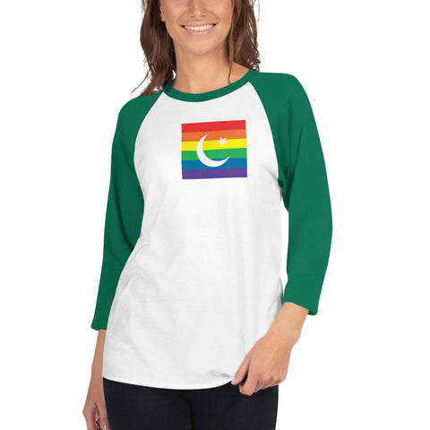 Pakistan LGBT Pride Flag 3/4 sleeve raglan shirt